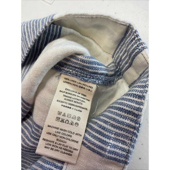 Free People 100% Linen Uptown Days Wrap Mini Skirt size 6‎ Blue White Stripes - Picture 6 of 11